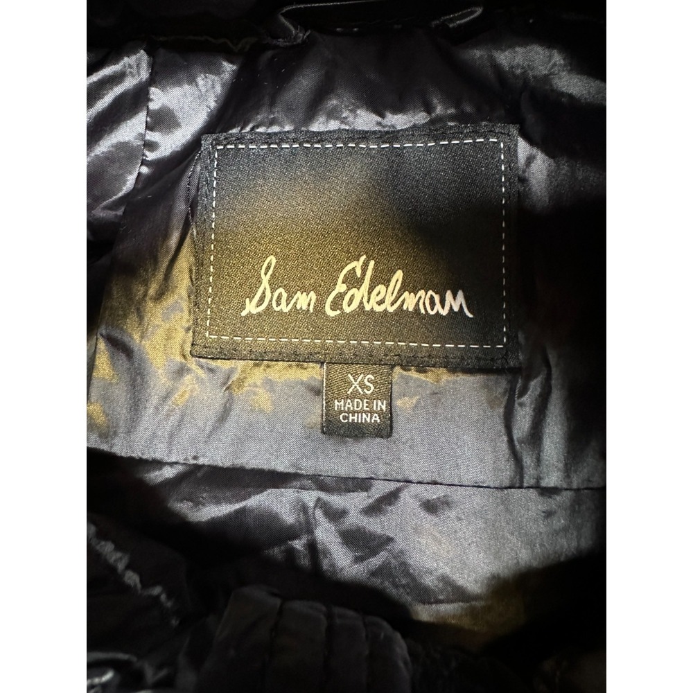 Sam Edelman Black Puffer Funnel Neck Jacket Down Quilted Full Zip Lightweight XS - Picture 7 of 14